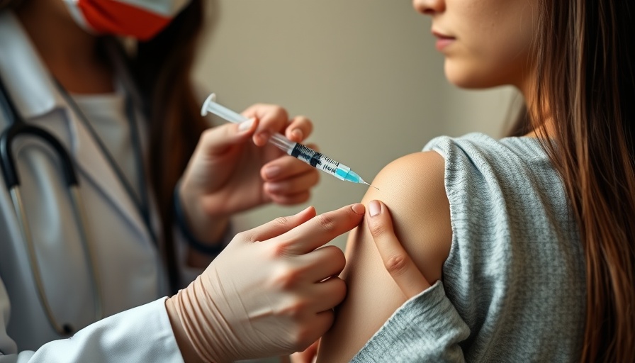 Healthcare professional administering vaccine to young woman, B.C. HPV vaccine program changes.