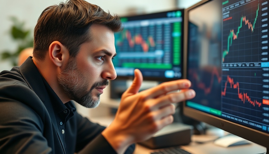 Financial analyst analyzing Top Relative Strength Performers on dual monitors.