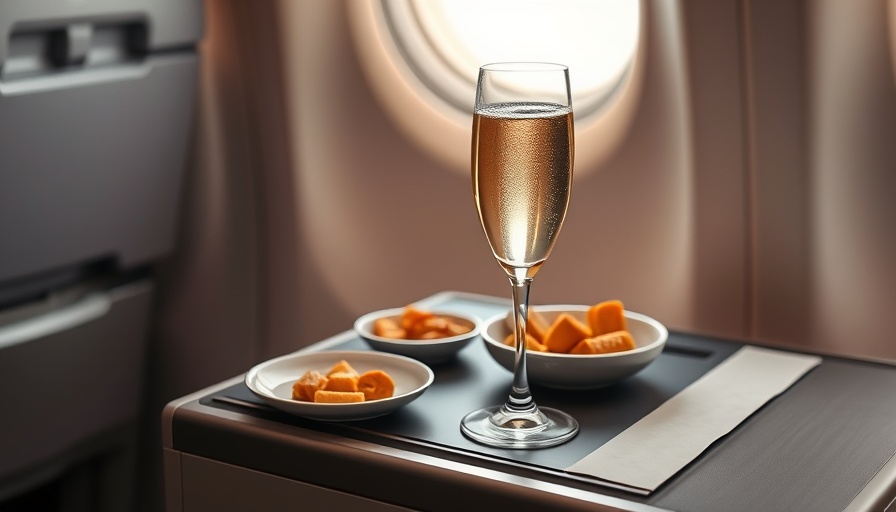 Luxurious airplane seat with champagne and snack, Canada's Best Credit Card Offers.