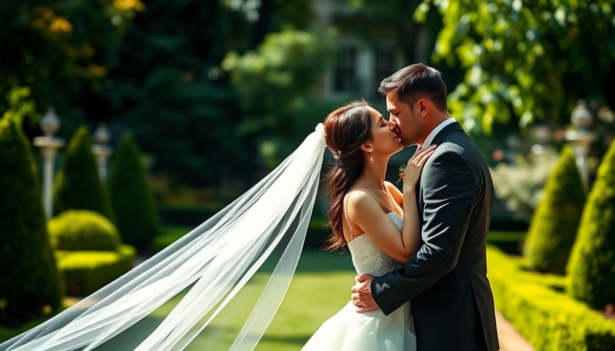 Leon Draisaitl wedding photos, couple kissing outdoors.