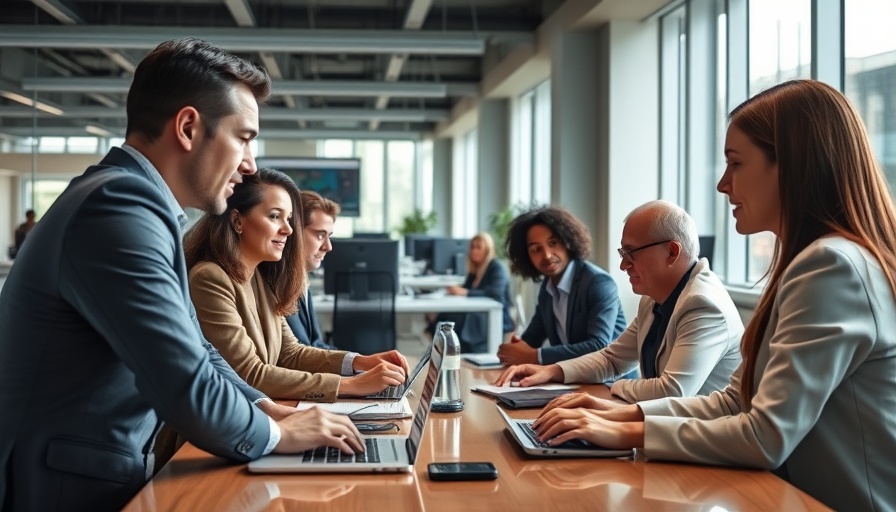 Voice AI Adoption Growth in a modern office with professionals.