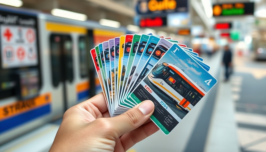 Hand with colorful public transit trading cards in Vancouver