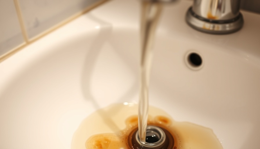 Coffee-colored tap water filling a sink in Yaletown, highlighting water issues.