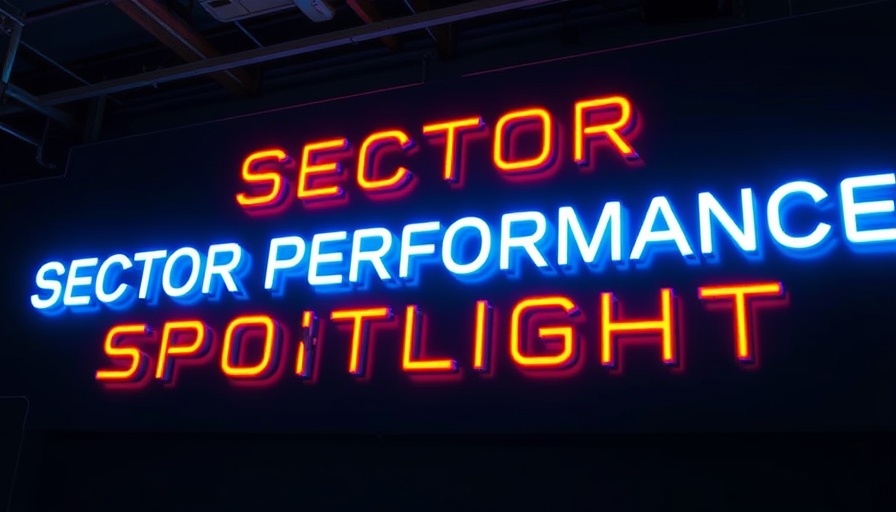 Stock Sector Performance neon spotlight with digital background