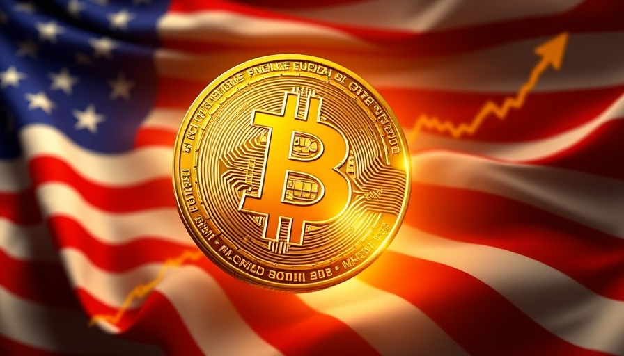 Bitcoin nears all-time high with American flag and growth chart.