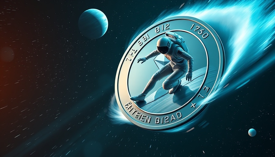 Astronaut surfing Ethereum coin in space, representing Ethereum price cycle top.