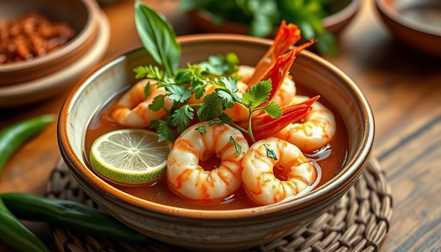 Bistro Hoi An Vietnamese Cuisine vibrant shrimp dish with herbs.