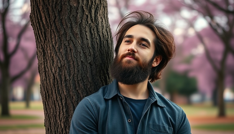 Casual bearded individual in colorful outdoor setting related to Cardano Native Tokens.