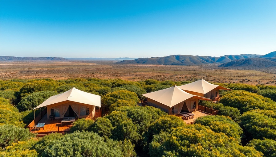 Luxury glamping tents in lush South African landscape