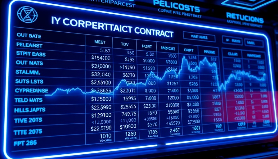 Cryptocurrency contract table in futuristic style, illustrating profits and income.