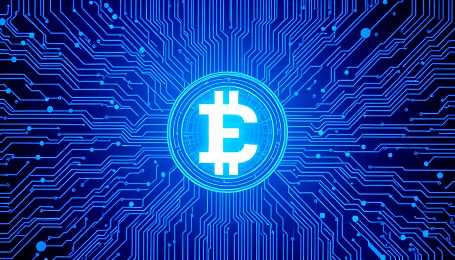 Vibrant blue circuit design with central 'C' for vibe-coding cryptocurrency.