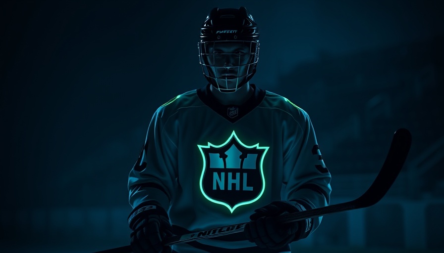 Hockey player in glow-in-the-dark NHL jersey in the dark.