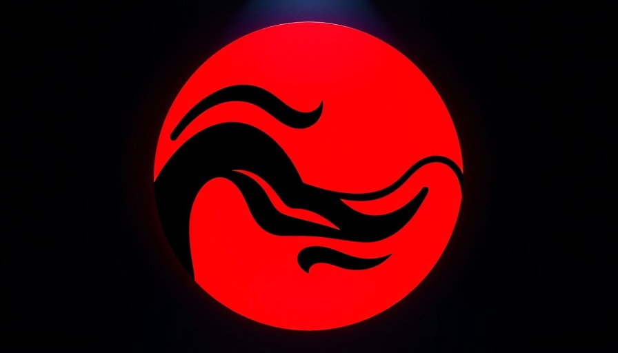 Stylized circular symbol with black waves on red background, representing Canary SEI ETF.