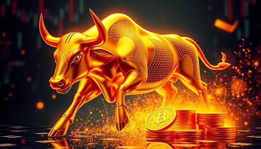 Dynamic crypto promotion with futuristic bull and gold token, Chainlink Price Prediction 2025.