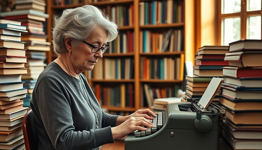 Agatha Christie legacy: Woman writing on typewriter surrounded by books