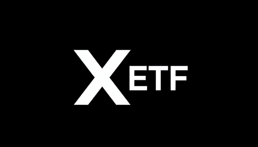 Bold XRP symbol overlapping ETF text in minimalist design