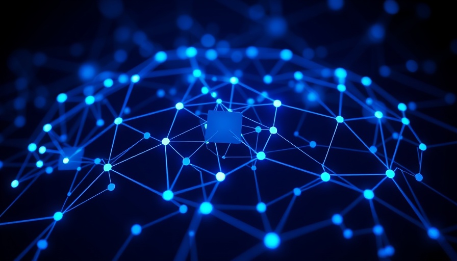 Futuristic digital network logo with blue geometric design conveying Decentralized AI Training.