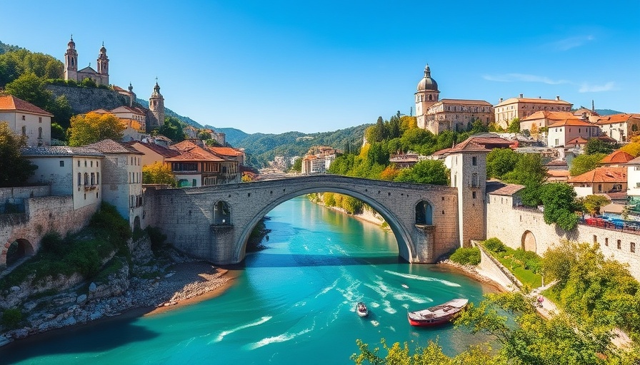 Picturesque view of Mostar's iconic bridge for 7-Day Itinerary Bosnia Herzegovina.
