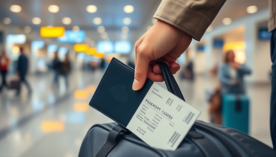 Traveler at airport with boarding pass for urban adventures