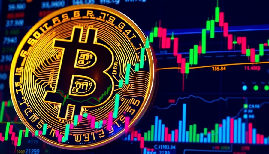 Dynamic financial display with Bitcoin symbol amid trading charts, illustrating ENS price drops.