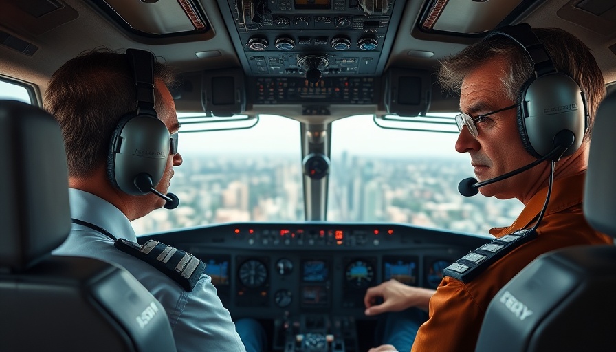 Air India pilots in cockpit managing controls