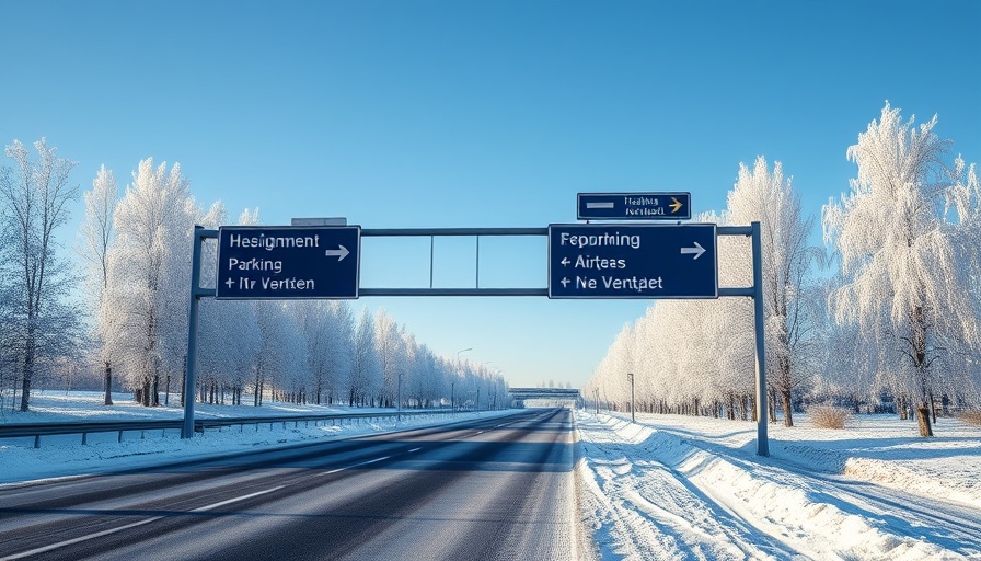 Helsinki-Vantaa Airport parking options shown on signs in winter.