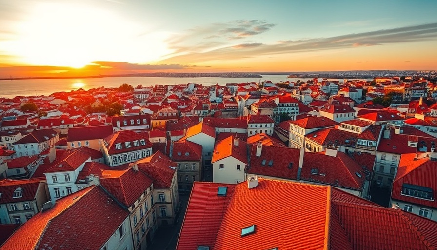 Scenic view over Lisbon rooftops at sunset, must-try food in Portugal.