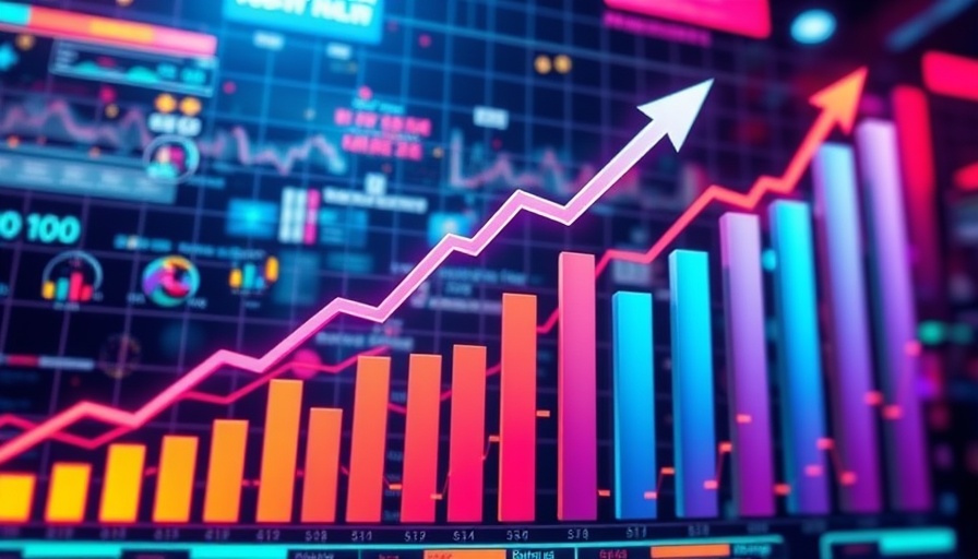 Colorful graph showing a ratings boost with upward trend arrows.