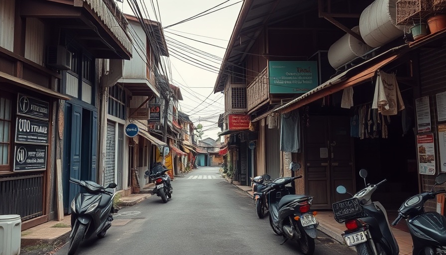 Charming street in Pai with shops, motorcycles, and signs.