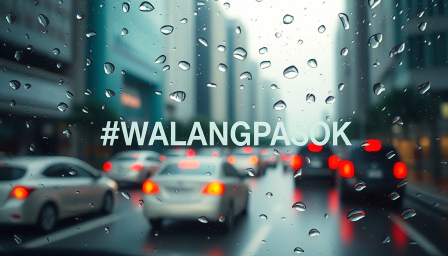 Rain on window with '#WALANGPASOK' and city traffic, Class Suspensions September 27, 2025.
