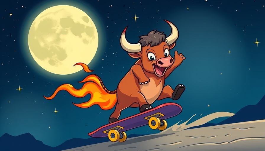 MoonBull whitelist closing soon with cartoon bull on a skateboard.