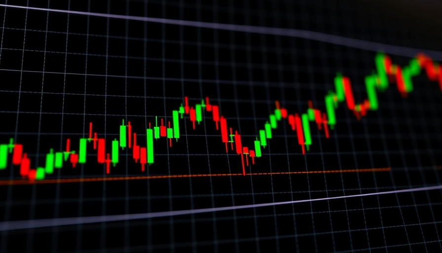 Cryptocurrency market news chart with candlestick pattern.
