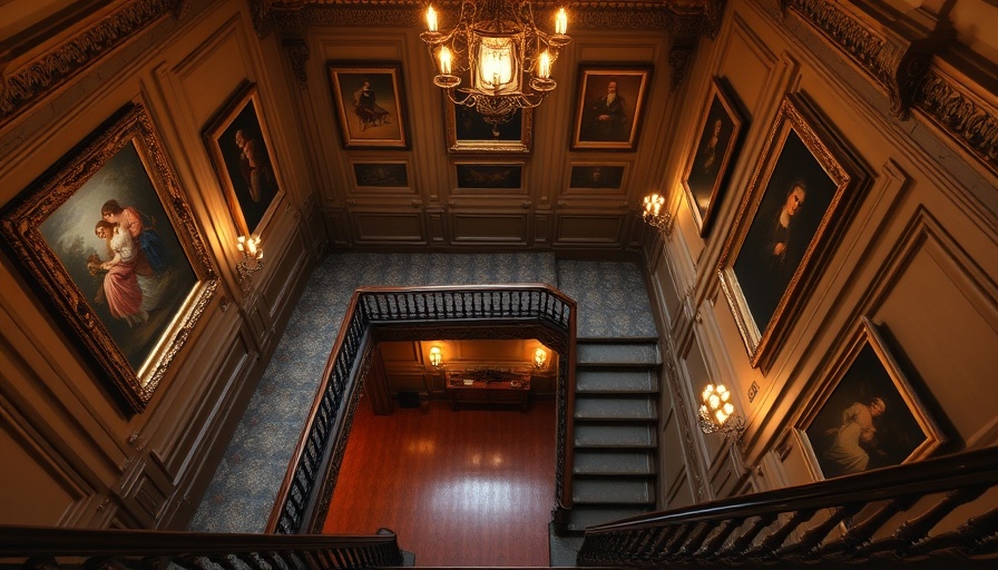 Elegant staircase at Temple House, Ireland, with classic decor.