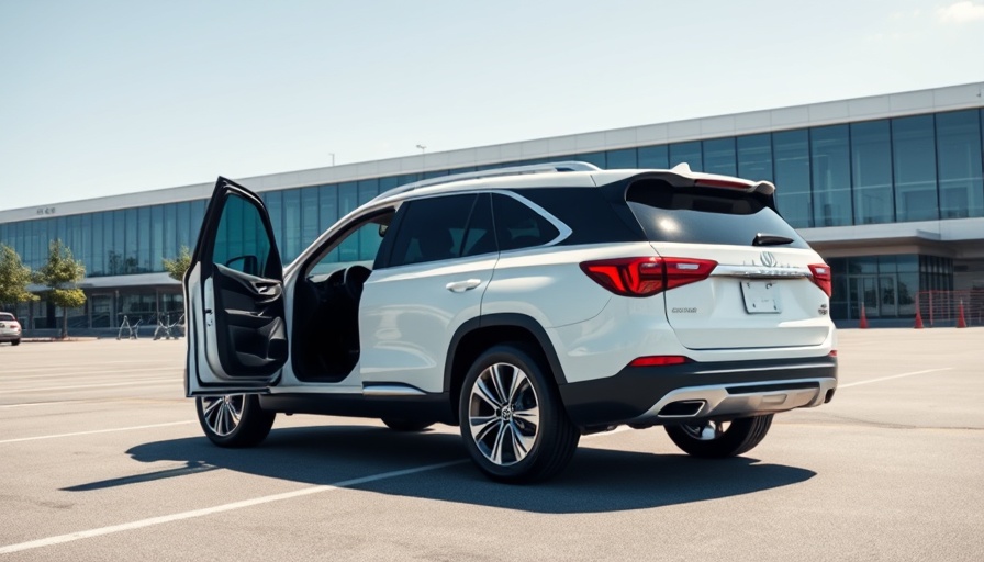 White SUV at airport parking lot, Europcar coupon codes.