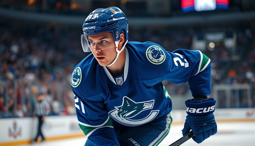 Hockey player focused on the ice during a game.