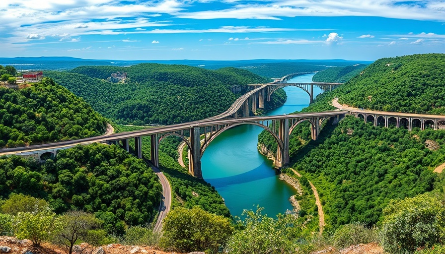 Pennybacker Bridge over water, perfect for Austin scenic road trips.