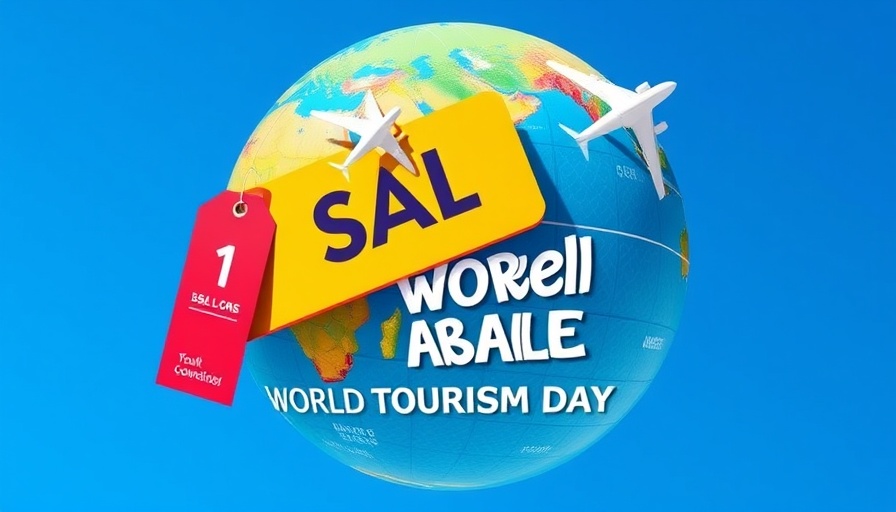 World Tourism Day promotional image with a colorful globe and airplane, highlighting secondary destinations in travel.