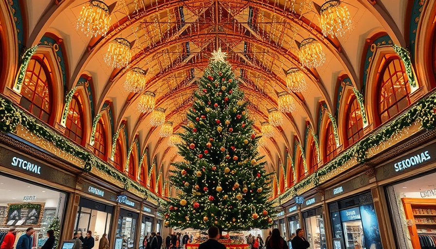 Festive Tuuri Department Store interior with decorative lights.