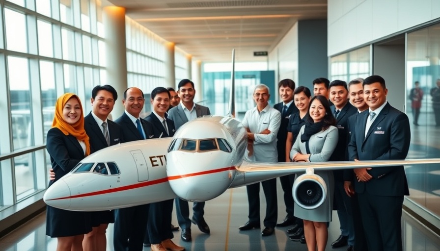 Etihad A321LR first flight celebration crew at airport