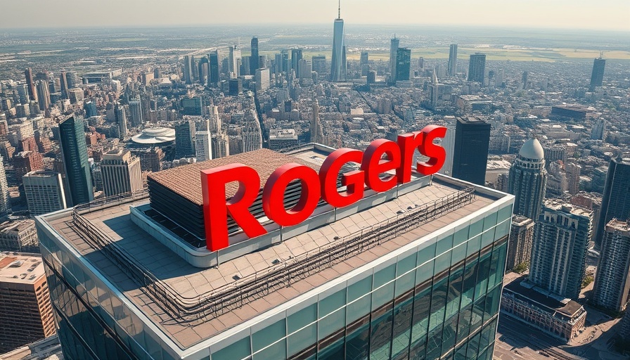 Rogers building rooftop under bright sky with cityscape view.