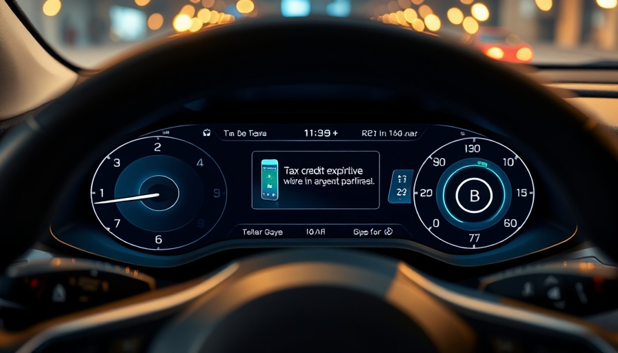 Electric vehicle dashboard showing tax credit expiration alert.