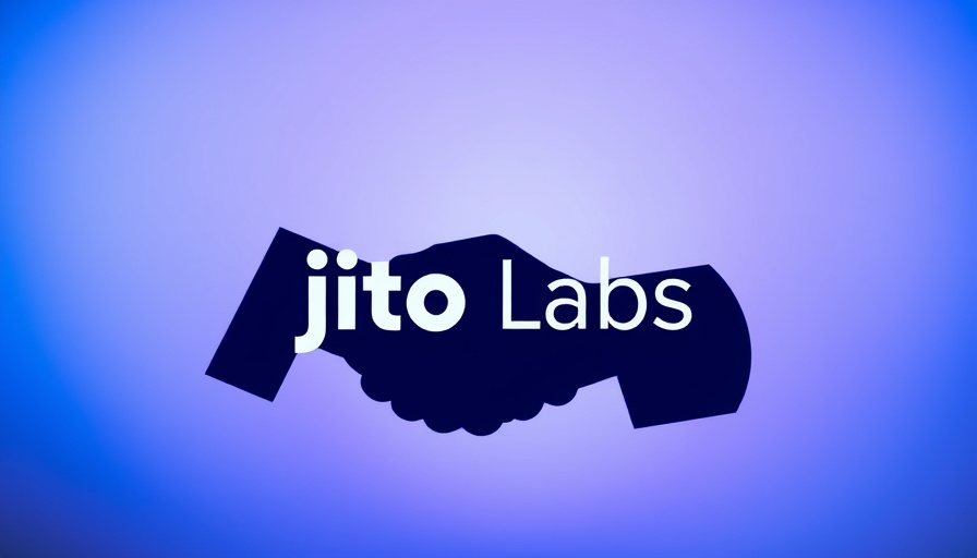 Silhouette handshake over 'Jito Labs' text with a blue-purple gradient.