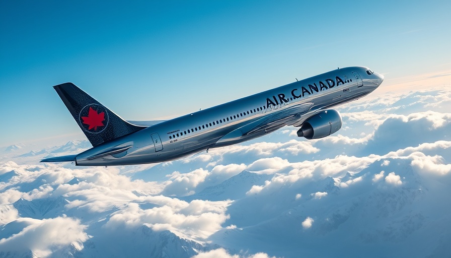 Air Canada airplane soaring over snowy mountains, Air Canada baggage policy changes.
