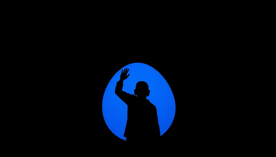 Abstract silhouette of person waving, symbolizing departure.