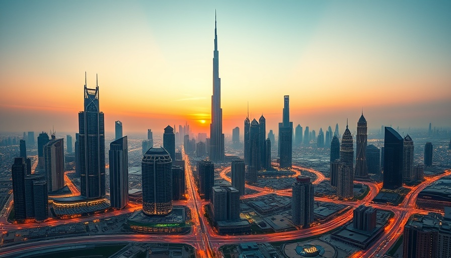 GCC tourist visa: Dubai skyline at dusk, Burj Khalifa view.