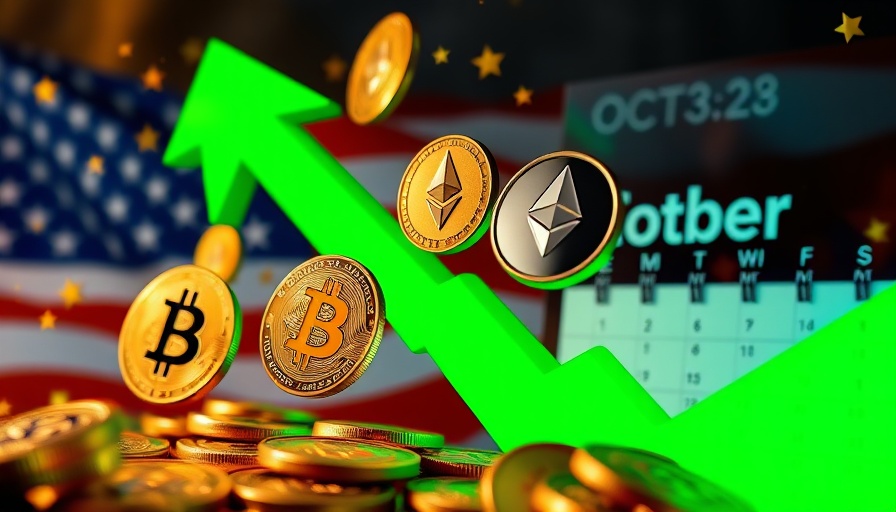 Dramatic cryptocurrency investments theme with coins and calendar.