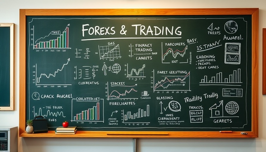 Forex Trading Basics illustrated on chalkboard with diagrams.