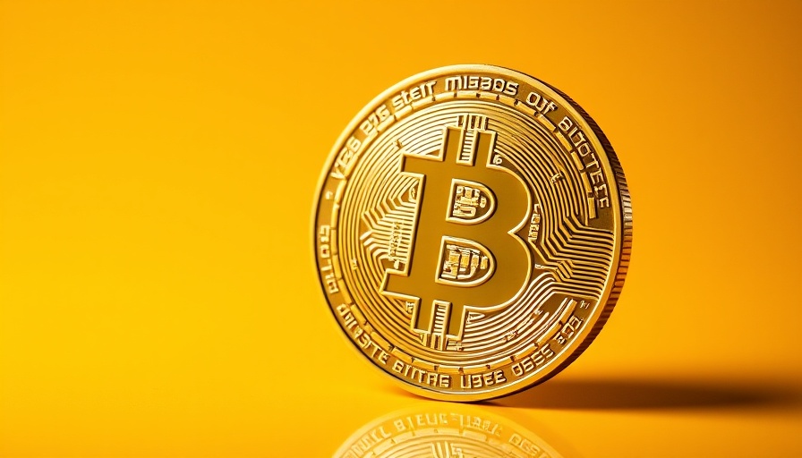 Reflective Bitcoin on yellow background representing AI investment.