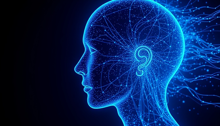 Abstract glowing head silhouette representing intelligence, neural networks.