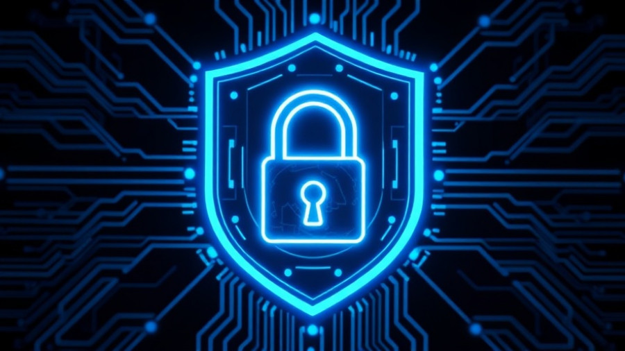 Digital shield with padlock symbol, illustrating common cybersecurity mistakes small businesses make.